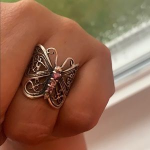 Sterling silver butterfly ring